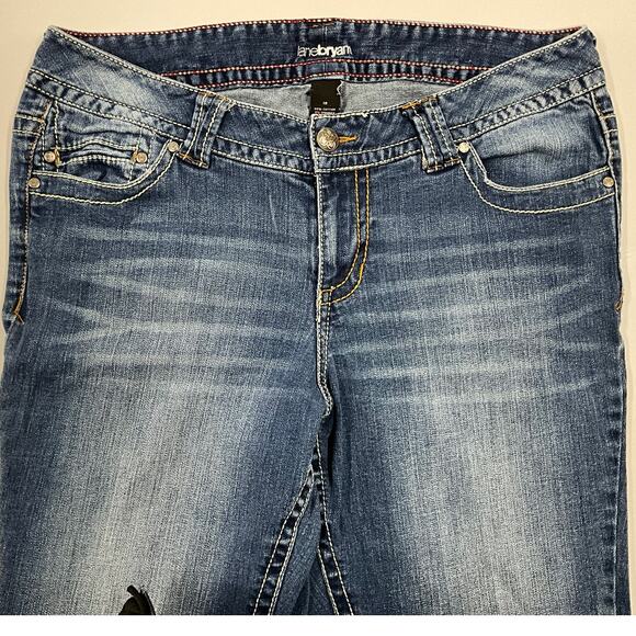 Women's Size 18 Lane Bryan Boot Leg Medium Wash Back Pocket Embroidery Stretch - Picture 4 of 7